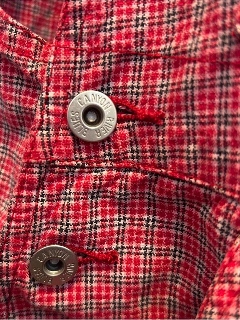 Vintage 90’s red gingham overalls/bibs shorts. Canyon River Blues - Picture 4 of 5